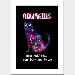 Aquarius Cat In My Quiet Era Zodiac Sign Astrology Birthday Posters and Art